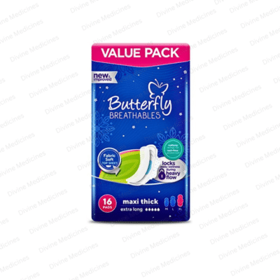 Butterfly Breathables Maxi Thick Fabric Soft Extra Long Value Pack 16 Pads